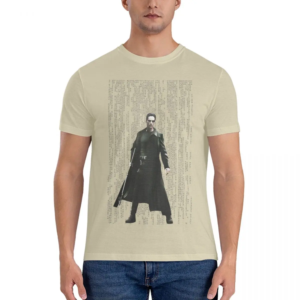 He Is The One. T Shirts Men Cotton Awesome T-Shirt O Neck The Matrix Neo Film Morpheus Tees Short Sleeve Clothes Printed