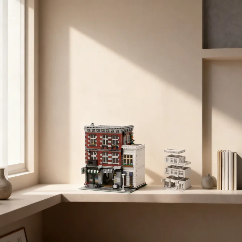 

2800 деталей MOC: Модульная модель аптеки для уличного пейзажа, конструктор, креативный подарок, коллекционный декор, премиум-класс для детей и взрослых, для рабочего стола