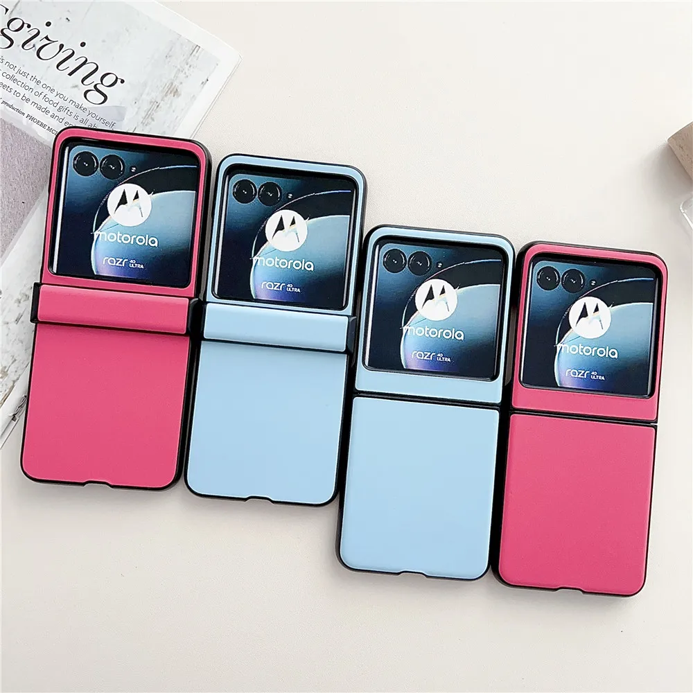 Funda de cuero con bisagra rosa para Motorola Razr 40 Ultra, funda para Moto Razr 40 ultra