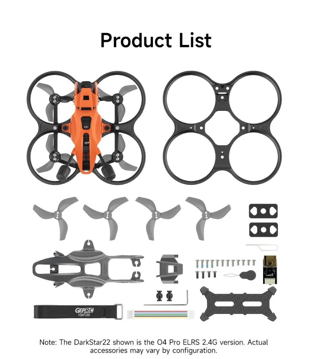 GEPRC DarkStar22 FPV Quadcopter O4 Air Unit PRO /WTFPV TAKER F405 20A SPEEDX2 1104 7500KV ELRS2.4 2-4S AIO RC Freestyle Drone