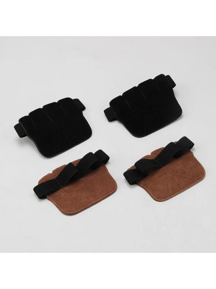 1 Pair Cowhide Weightlifting Gloves Four-finger Palm Protection Anti-slip Wear-resistant Fitness Sports Training Palm Guard