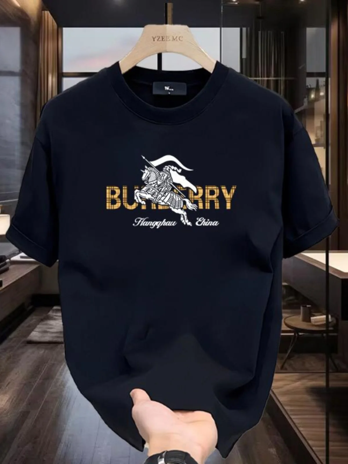 100% pure cotton men's luxurious brand letter print T-shirt, short-sleeved T-shirt, high-quality men's clothing, streetwear