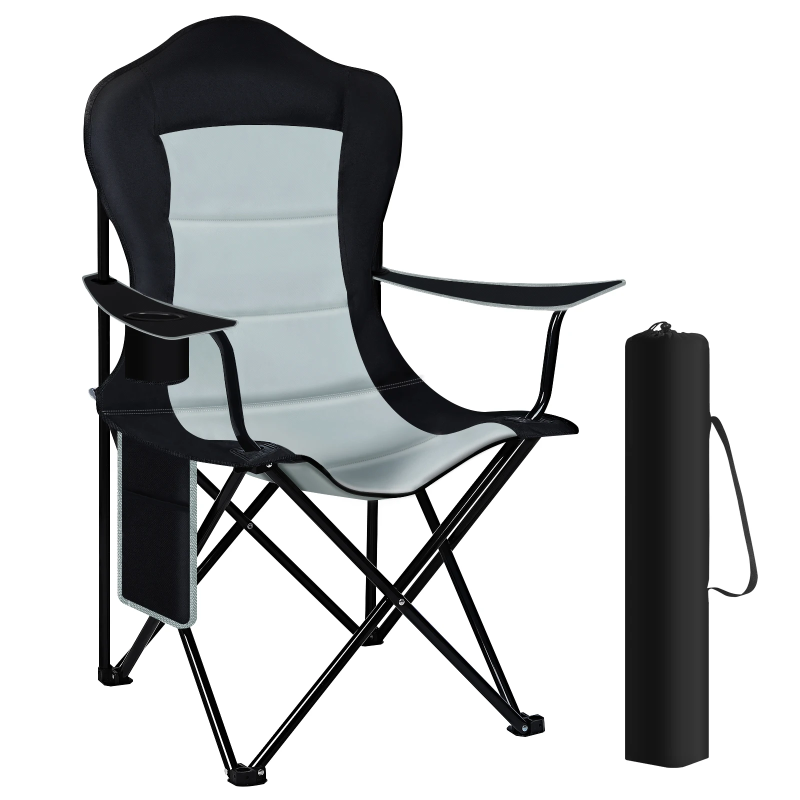 WOLTU faltbarer Campingstuhl, leichter Angelstuhl mit Seitentasche und Getränkehalter für den Außenbereich, Garten, Terrasse, Grill, Picknick, Strand