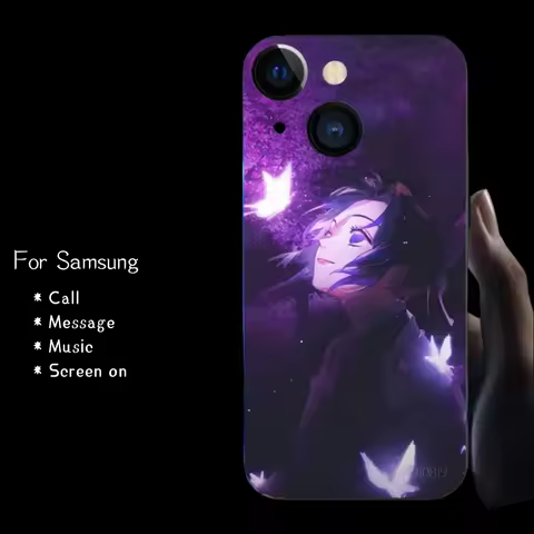 Light Led Phone Case For Samsung S25 S24 S23 Ultra S22 Plus S21 S20 FE Note 20 A54 A53A14 Anime Lumimous Glass Flash Capa Case