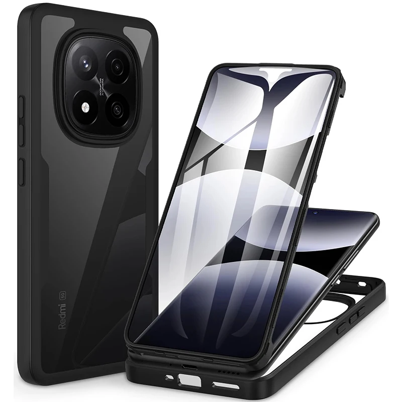 360 Full Body Screen Protector Transparent Phone Case For Xiaomi Redmi Note 14 13 12 11 10 9S 9 Pro Shockproof Cover Coque Funds