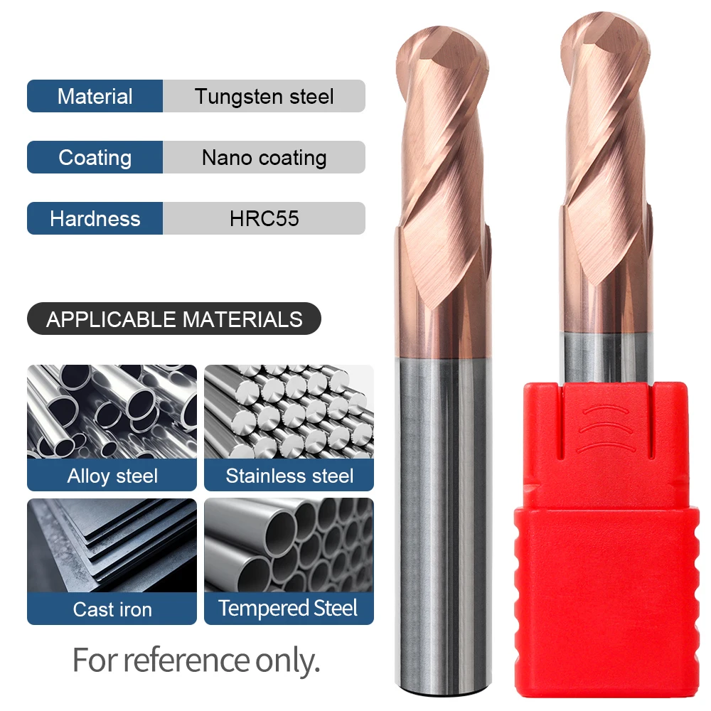 Imagem -02 - Ball Nose Milling Cutter Flauta Carbide End Mill R0.5-r6.0 Cnc Milling Tools Spiral Router Bit para Aço Metal Mehretu-hrc55
