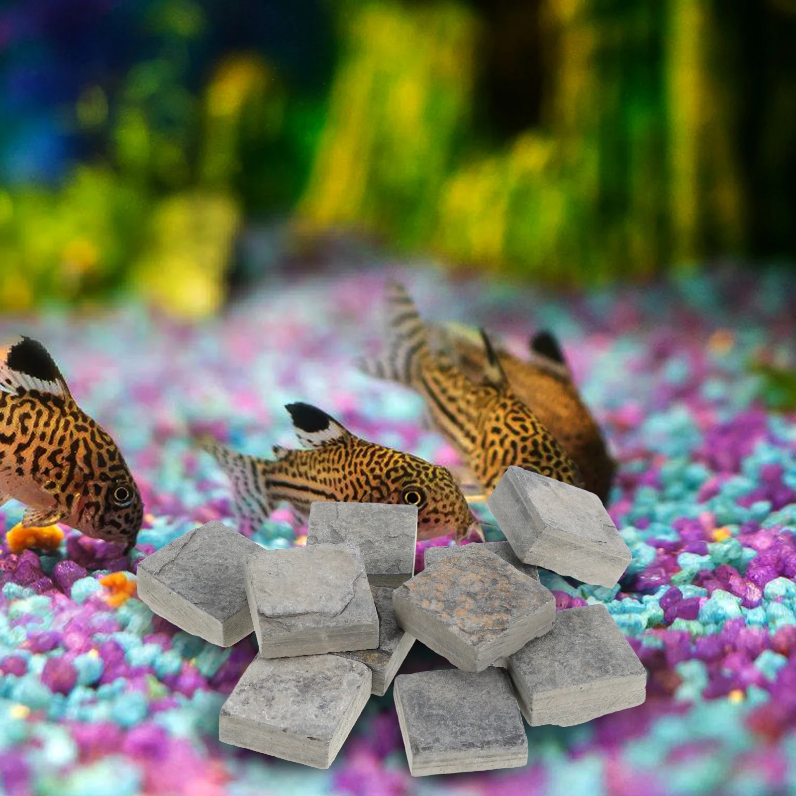 

10pcs Fish Tank Decorative Bricks Natural Rock Slices Aquarium Stones Landscape Decoration Terrarium TORTOISE BETTA Fish Rocks