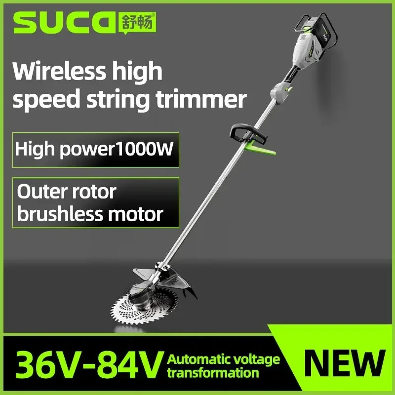 SUCA Garden Tools 40V Electric Brush Cutter Lithium Battery Power String Trimmer Cordless Grass Trimmer Lawn Mower 1200 W 350mm