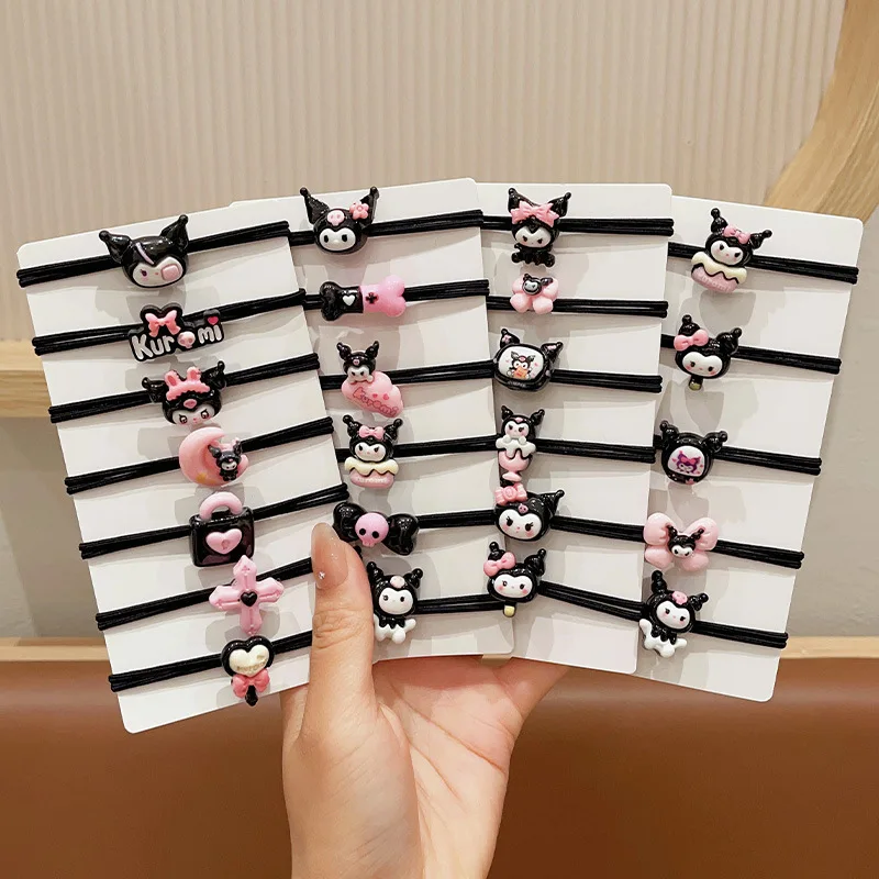 

Sanrio Kuromi Elastic Cartoon Girl Dark Style Headband Hair Tie Princess Hair Tie High Elasticity Hair Tie Hair Accessory Gift