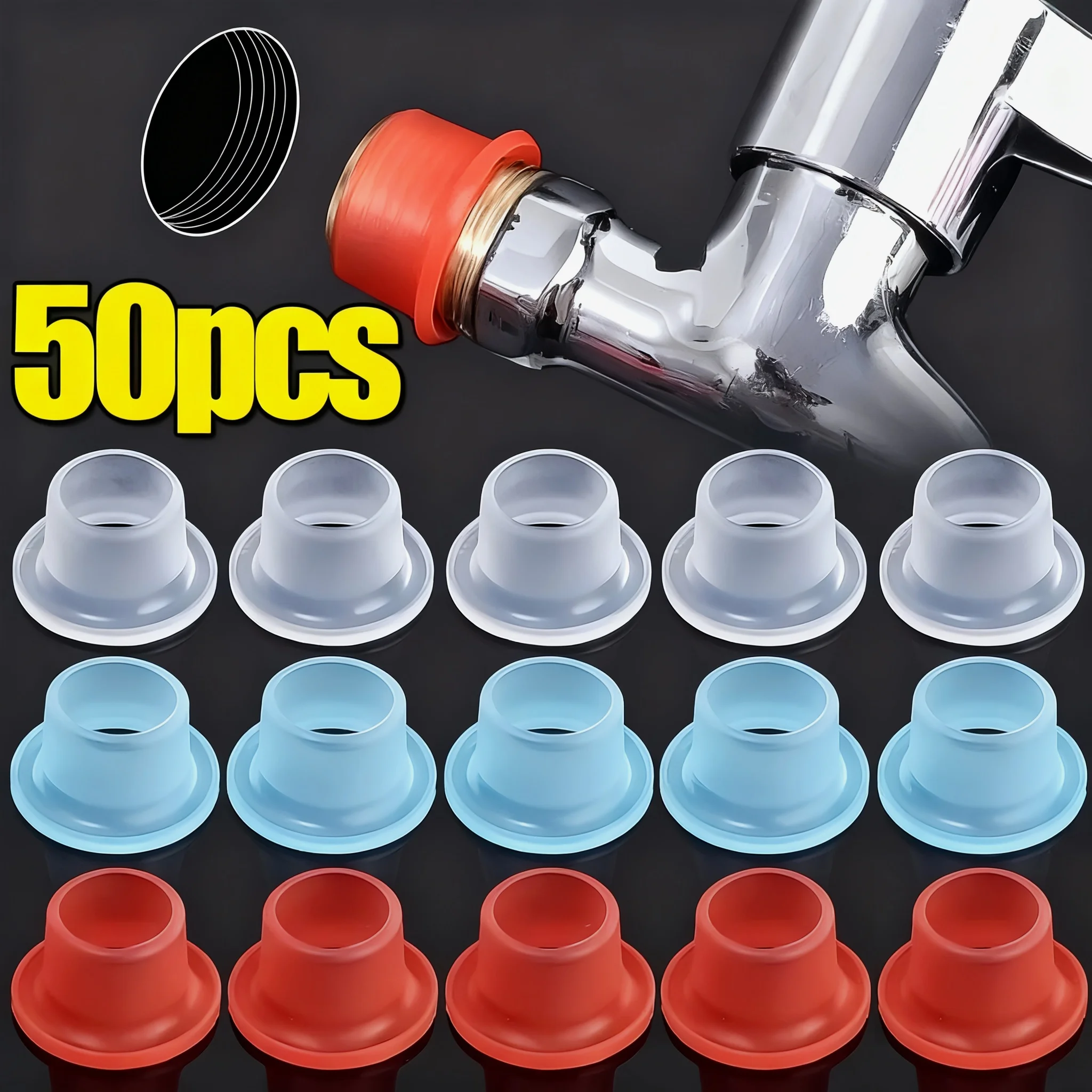 50Pcs Faucet Leak-proof Sealing Gasket Washer Silicone Raw Belt Triangle Valve Rubber Pipe Hose Prevent Dripping Leakage Plug