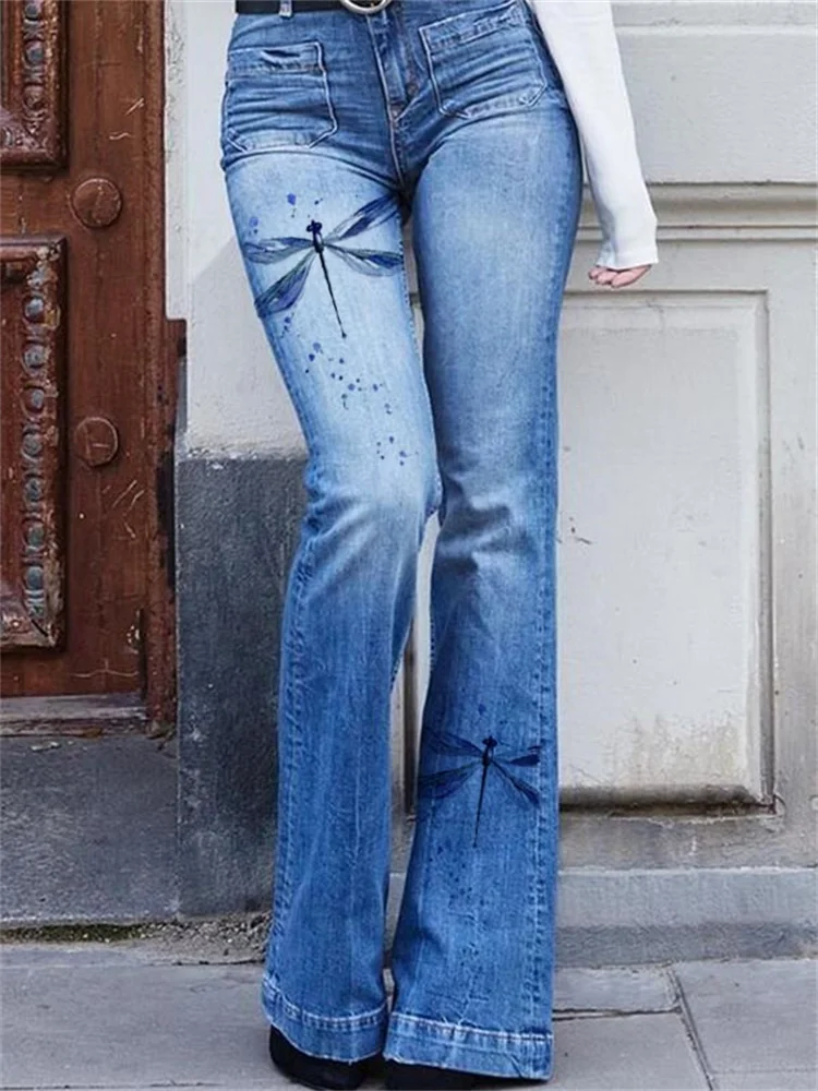 Vintage Flare Bottoms Jeans High-end High Street High Waist Women Skinny Boot Cut Denim Pants Punk Streetwear Wide Leg Trousers