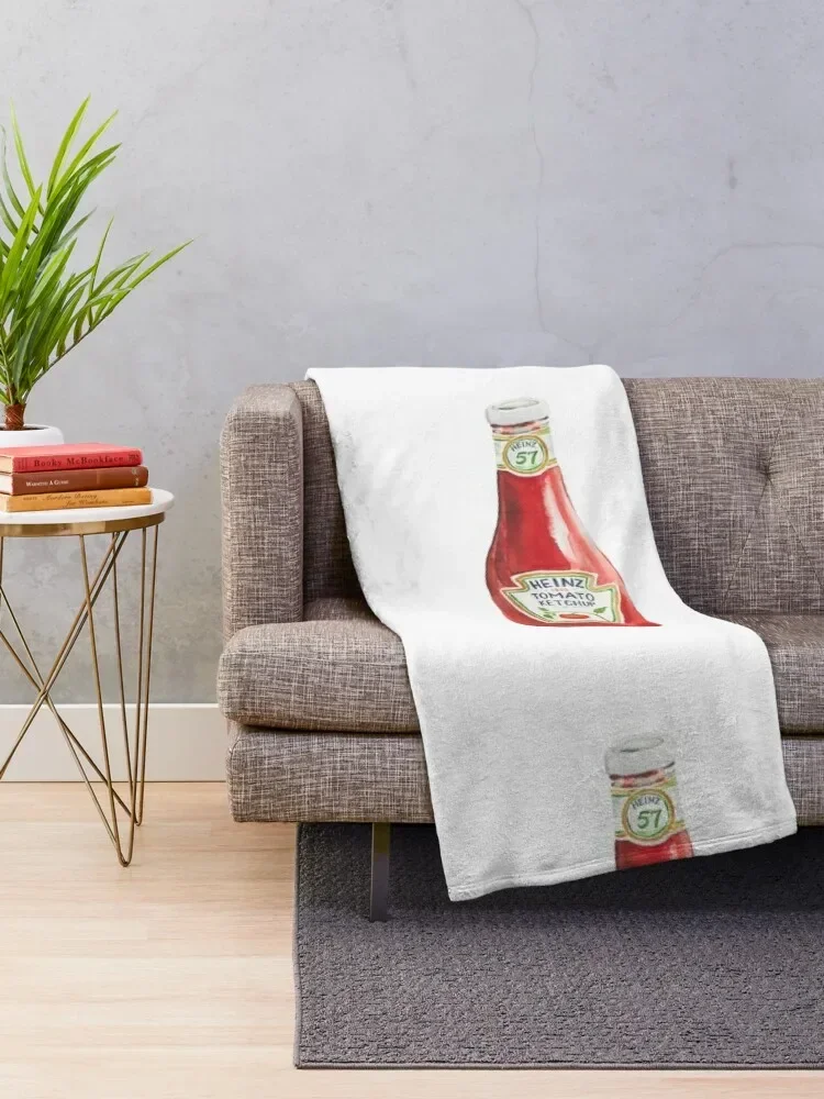 Classic ketchup bottle watercolor Throw Blanket Decoratives Single Luxury Brand Blankets