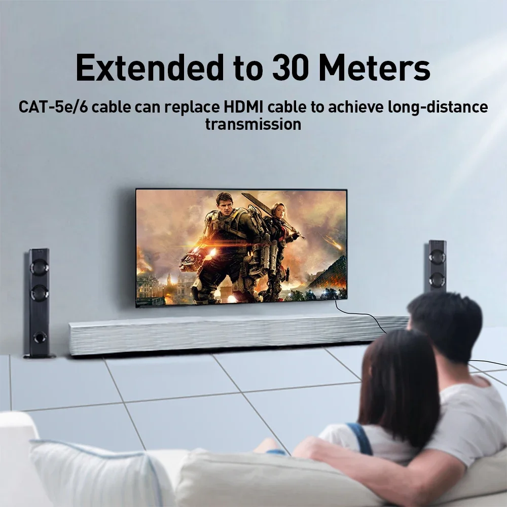 ZOERAX HDMI إلى RJ45 محول 30M ضياع كابل واحد موسع HDMI إلى RJ45 Cat 5e/6 محول ل HDTV PS4 STB 4K 2K