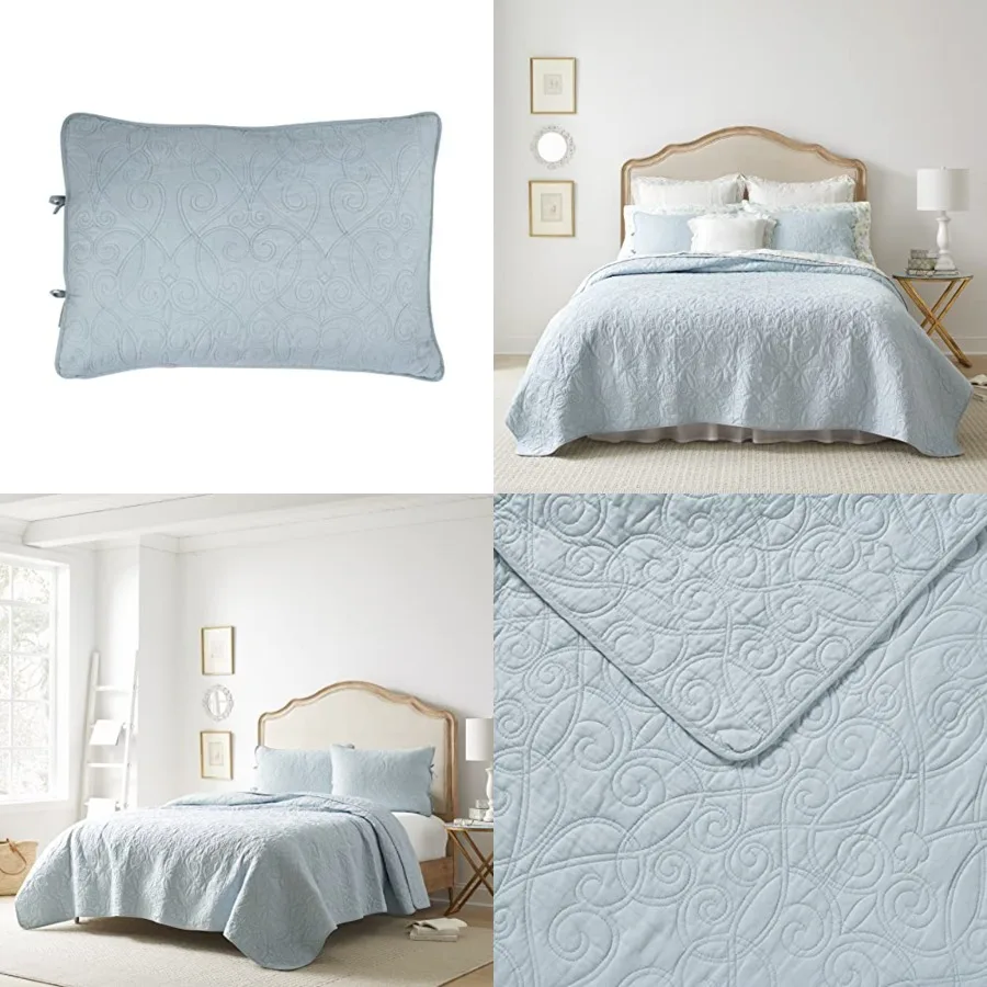 

Quilt Set, Reversible Cotton Bedding with Matching Shams, Medium-Weight for Year Round Use, Pre-Washed for Added Softness