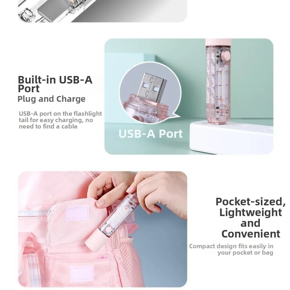 Rechargeable LED Flashlight With Whistle Retractable Zoom Five-level Dimming Outdoor Emergency Flashlight Long-Range