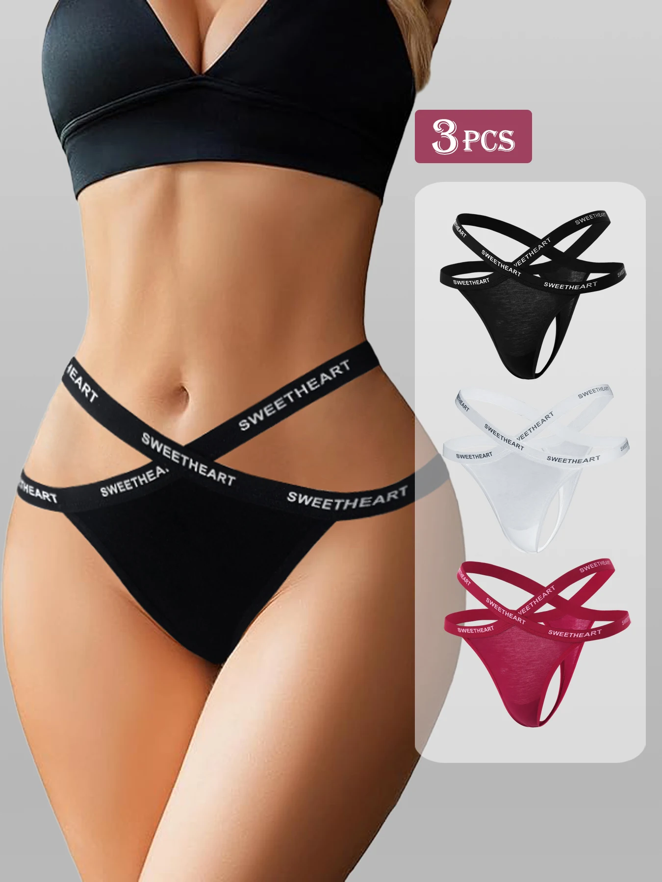 3 piece underwear for women cotton Set Of Red/White/Black Comfortable fashion breathable briefs  for winter wear or daily wear
