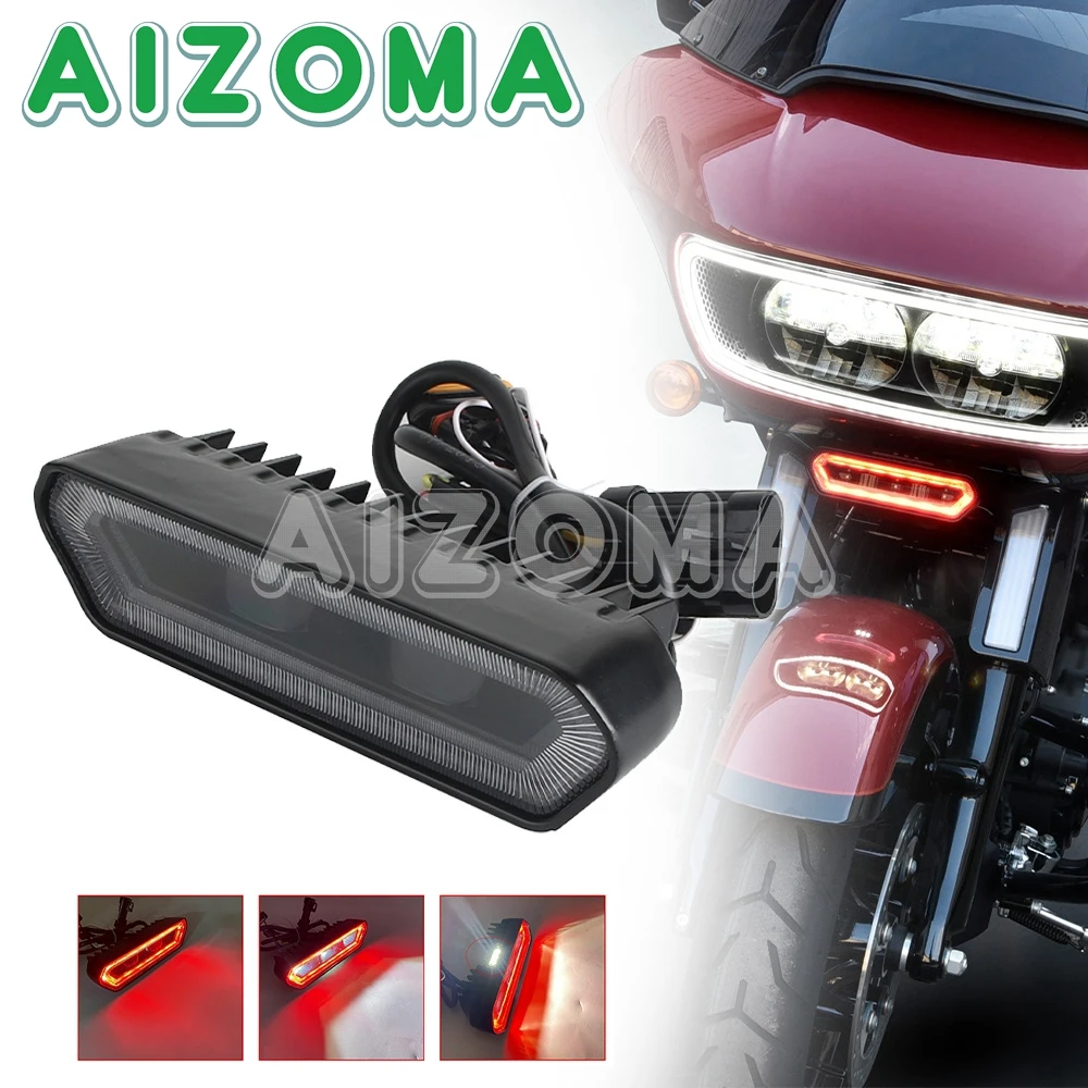 Motorcycle LED Fairing Auxiliary Light W/ Bracket Mount Kit For Harley Road Glide Cowl Lower Ancillary Light Bar Run Brake Lamp