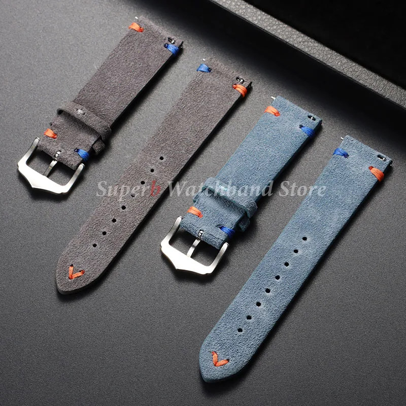 لينة خياطة الجلد المدبوغ حزام 22 مللي متر 18 مللي متر 20 مللي متر لسامسونج Watch6 5/4/3 جلد العجل سوار للنساء الرجال معصمه الإفراج السريع