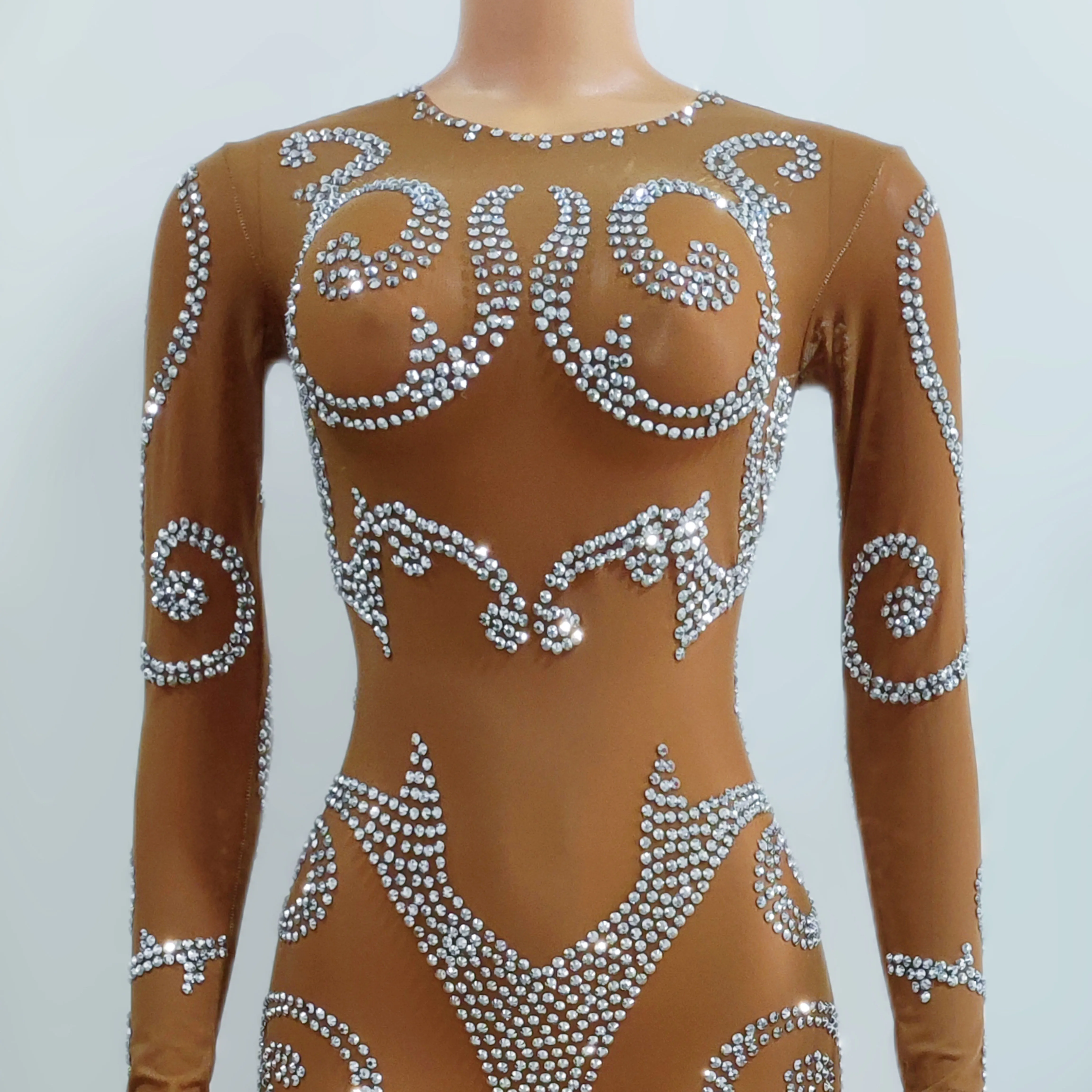 Combinaison Sexy Strass pour Femme, Tenue de Scène, Costume de brev, Discothèque, Bal de Promo, Spectacle sur Scène, ixd'Anniversaire