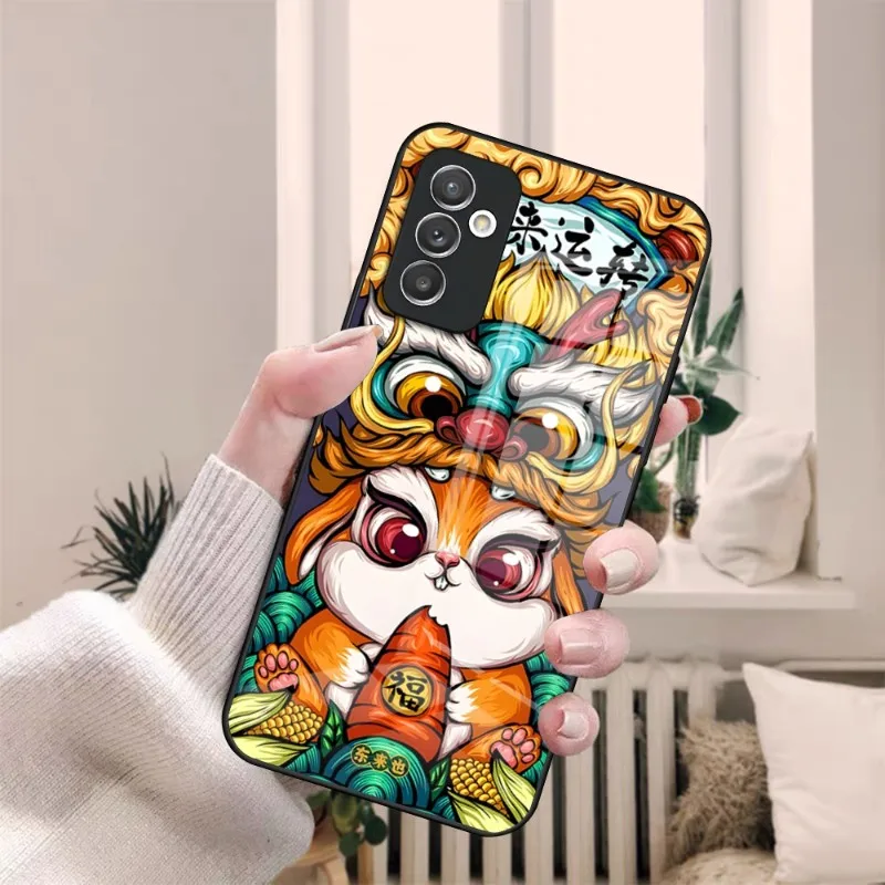 Chinese New Year Phone Case For Samsung A34 A14 A32 A52 A71 A21 A54 A20 A12 Galaxy M14 Glass Design Cover