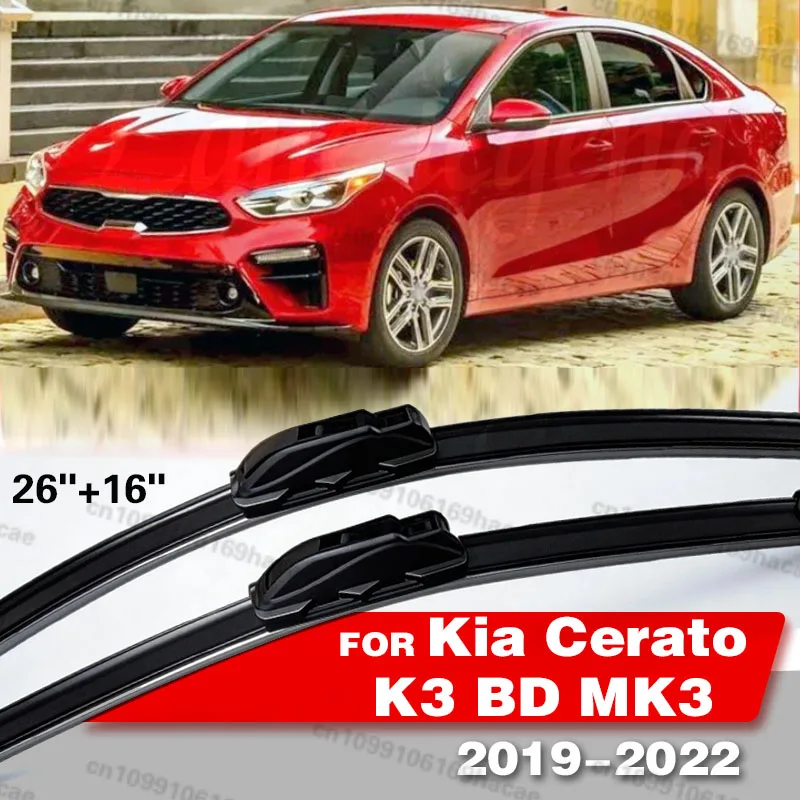 

2PCS For Kia Cerato K3 BD MK3 2019 - 2022 Front Windscreen Windshield Double Rubber U-type Soft Rubber Car Accessories 26"+16"