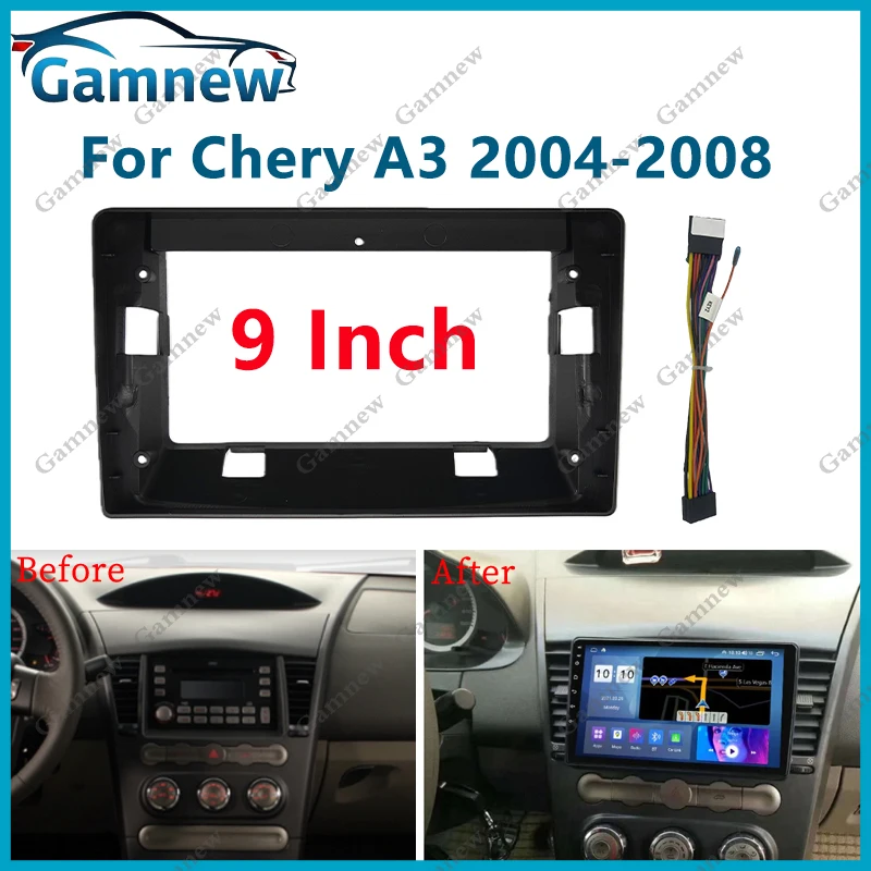 9 Inch Car  Audio Face Plate Fascia Frame For Chery A3 2004-2008 2Din Big Screen Radio Stereo Panel Dash Mount Frame Kit