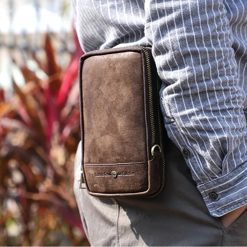 

Trendy Men's Single oulder Slant Cross Leather Bag Mobile Phone Waist Bag Bla Angel Brand Soft Handbag with Phone ket