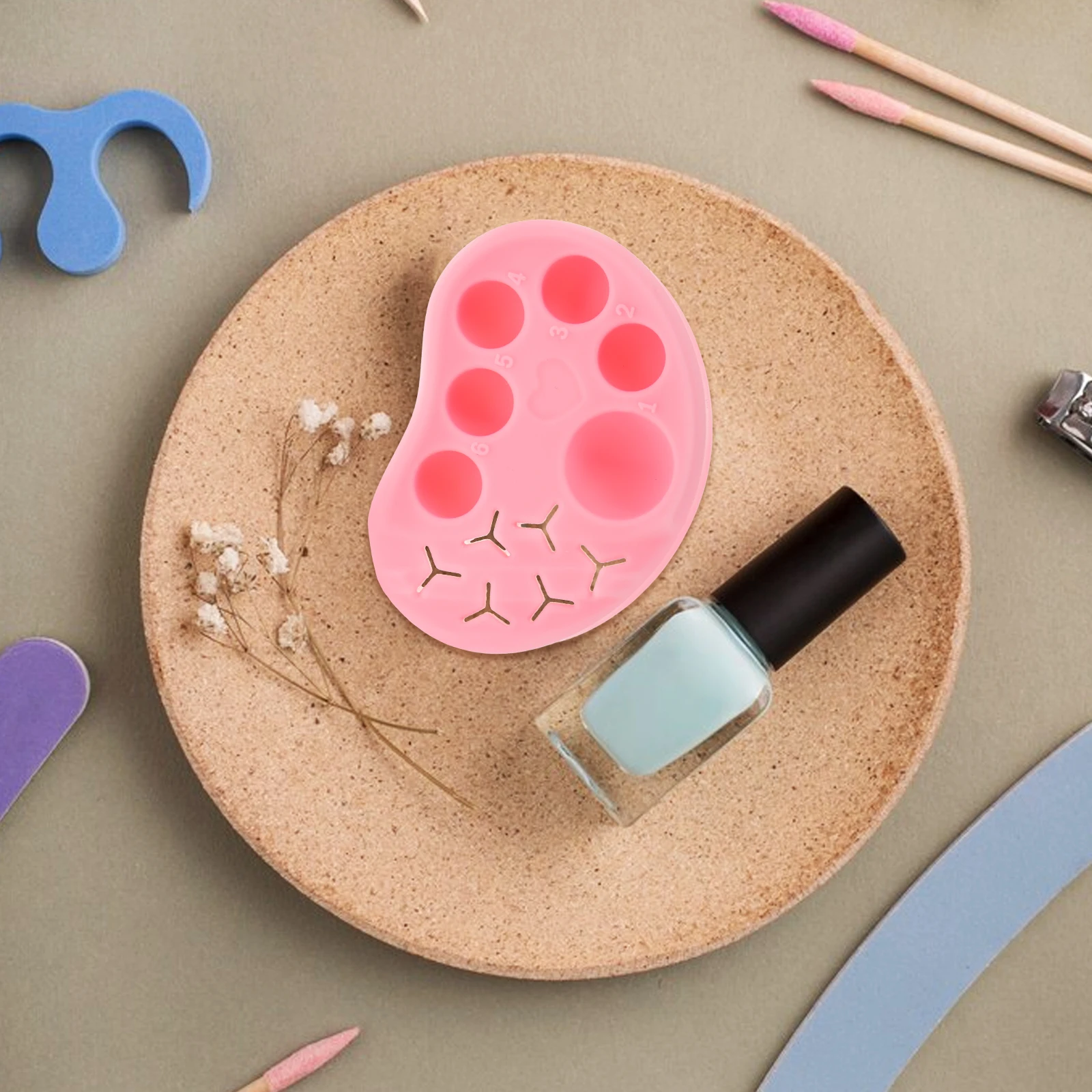 

Nail Enamel Art Aids Gel Nails Polish Palette Makeup Plate for Foundation Beauty Product Multifunctional Pink Mixing