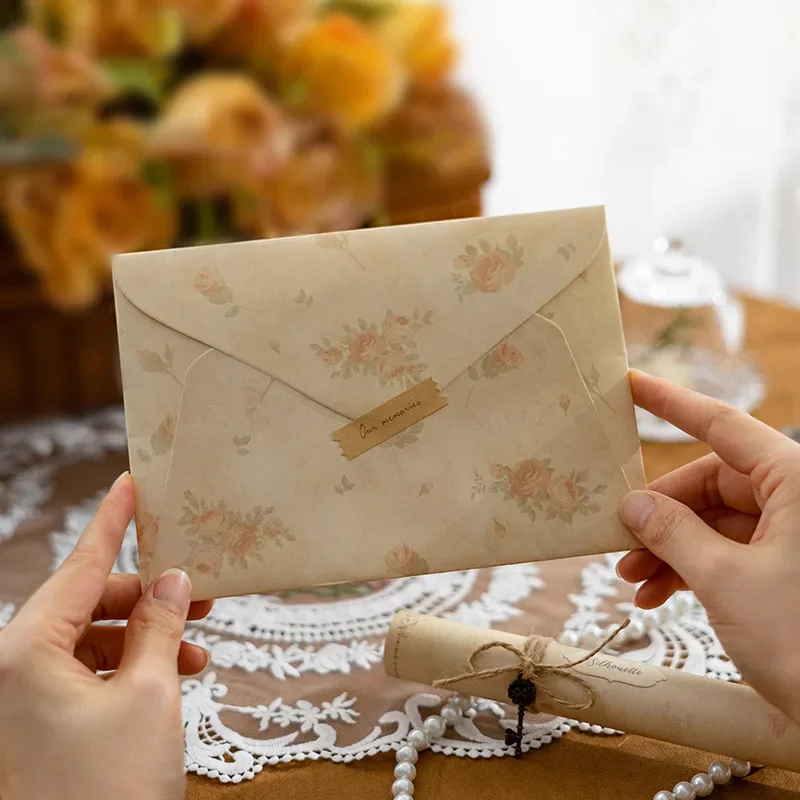 13pcs Romantic Floral Envelopes Set Letter Pads Sealing Stickers Invitation Cards Cover for Wedding Party Events Office Supplies