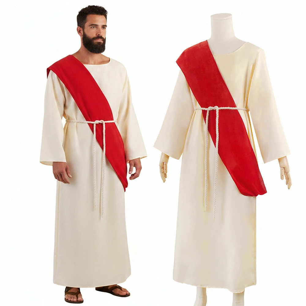 Ensemble de costumes de cosplay de roi romain et grec antique, robe médiévale, costume de missionnaire sur le thème biblique, ensemble rétro pour Halloween