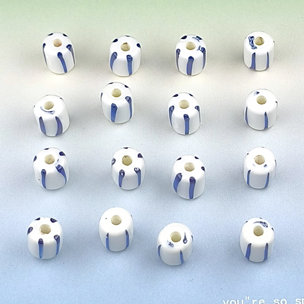 7 مللي متر 20 قطعة شريط عمودي أزرق أسطواني السيراميك الخرز أساور يدوية القلائد أقراط سلاسل اكسسوارات حبة #5