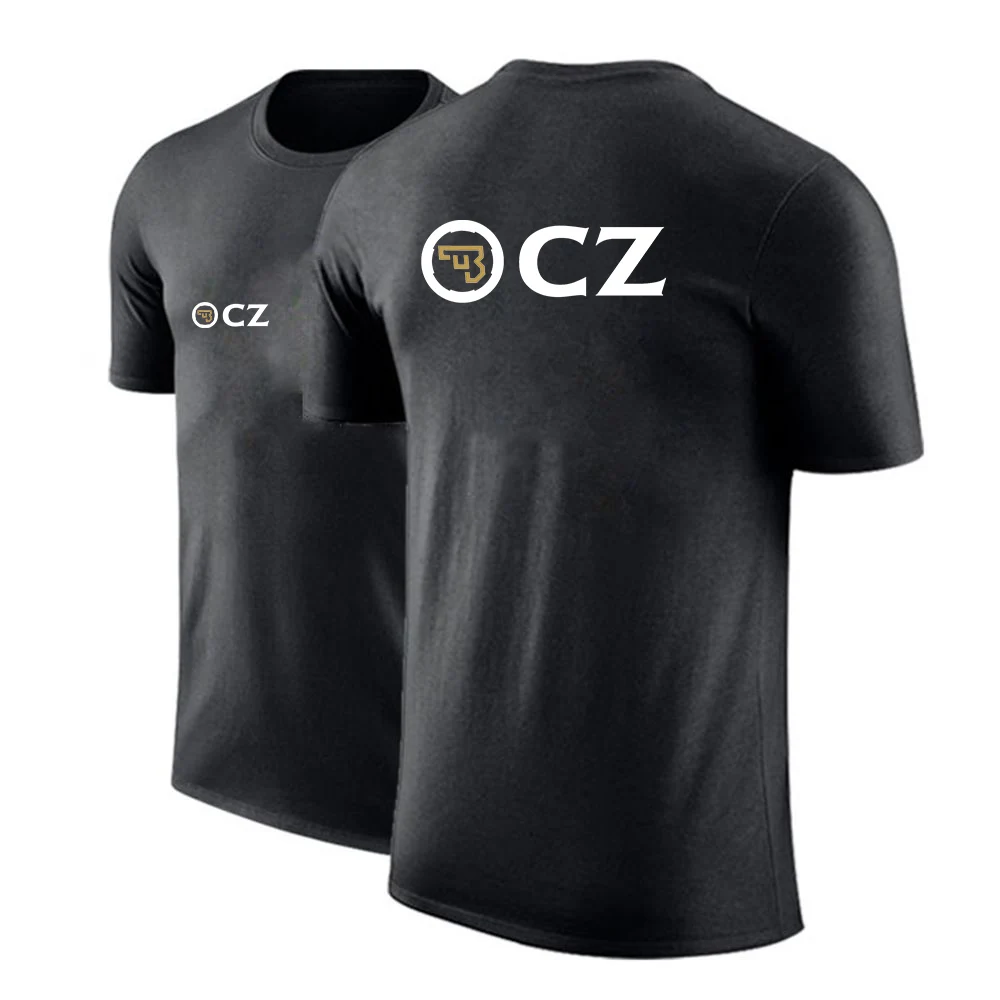 CZ Ceska Zbrojovka 2023 Men's New Summer Quick Dry Short Sleeve Sport T Shirts Fitness Shirt Running Breathable Sportswear Tops