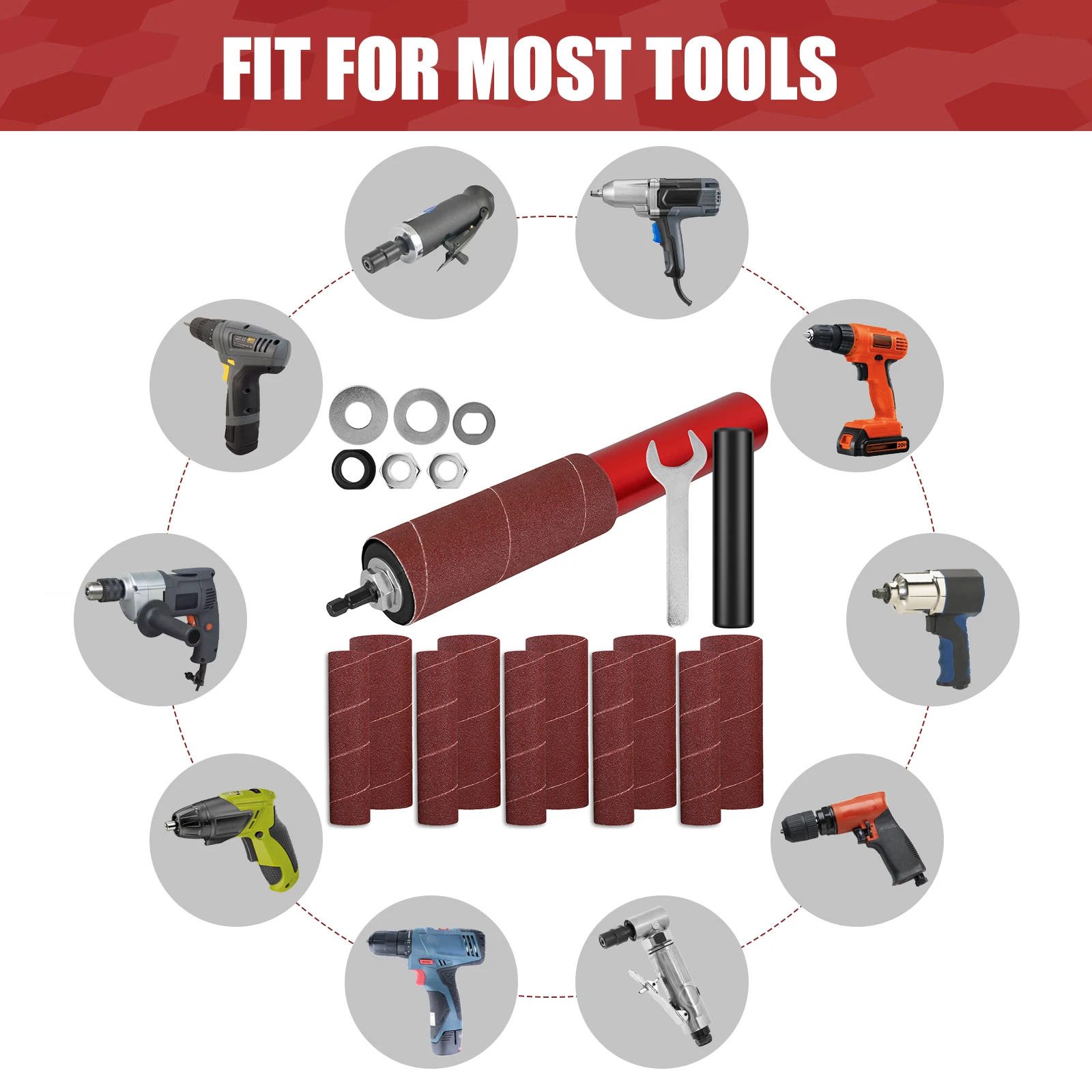 Sanding Drum Sander Tool Kit Drum Sanding Kit Spindle Sander Drum Sanding Rod Sanding Wood Metal Plastic Glass Stone