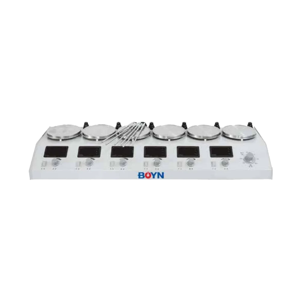 BMS-MH1B-6 Laboratory Chemical 6 holes LED Temperature display mechanical timing Magnetic Stirrer With stepless speed regulation