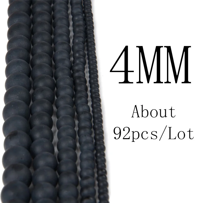 Chanfar Dull Polish Black Agates Onyx Beads Matte Round Natural Stone Beads For Making DIY Jewelry 4 6 8 10 12mm Size