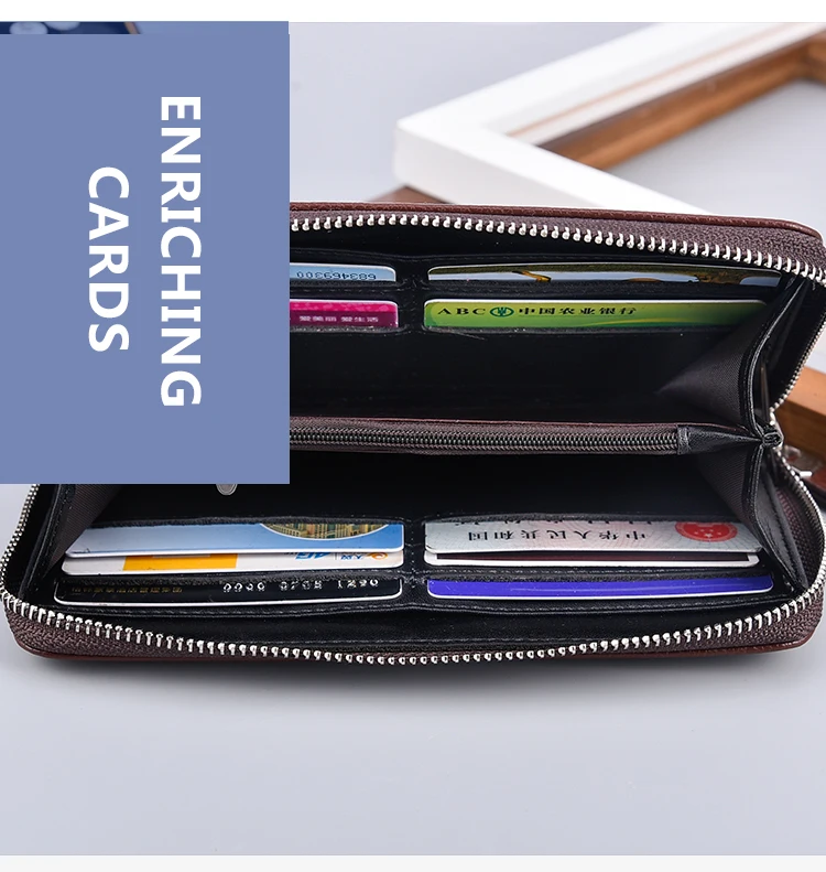 Lange Geldbörse aus Pu-Leder mit Reißverschluss für Herren, Clutch-Tasche, Multi-Card, Herrenhandtasche, Geschenk für Herren, Business-Geldbörse für Herren – Detail 6