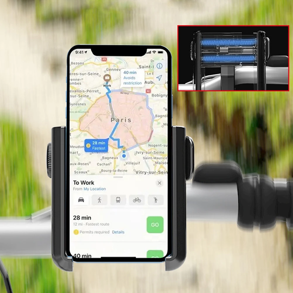 

Bike Handlebar Phone Stand Shockproof Bike Phone Support Bracket Quick Release Motorcycle Mobile Phone Mount Cycling Accessories