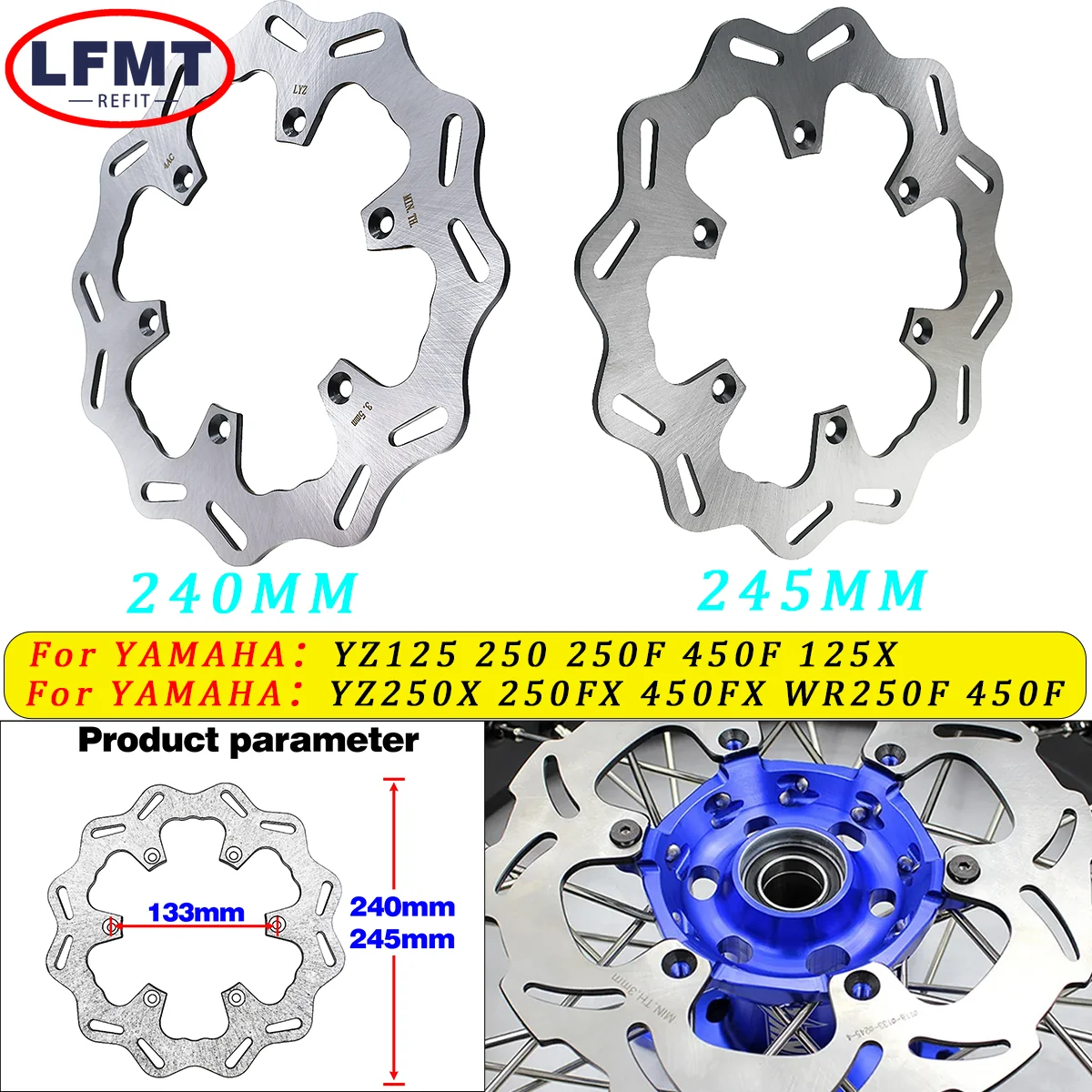 

For YAMAHA YZ125 YZ250 250F 450F 125X 250X 250FX 450FX WR250F WR450F 2002-2018 Dirt Bike Motorcycle Rear Brake Disc Rotor Disk