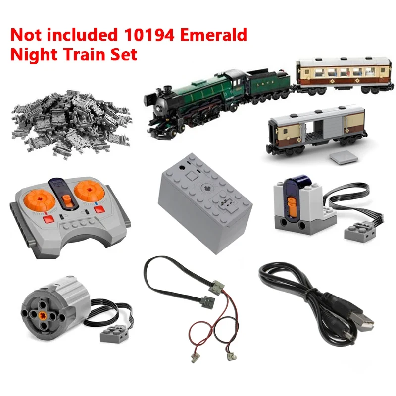 Novas funções de energia eletrônica trem acessórios pacote apto para 10194 esmeralda noite coleção tijolos kit moc blocos de construção brinquedo