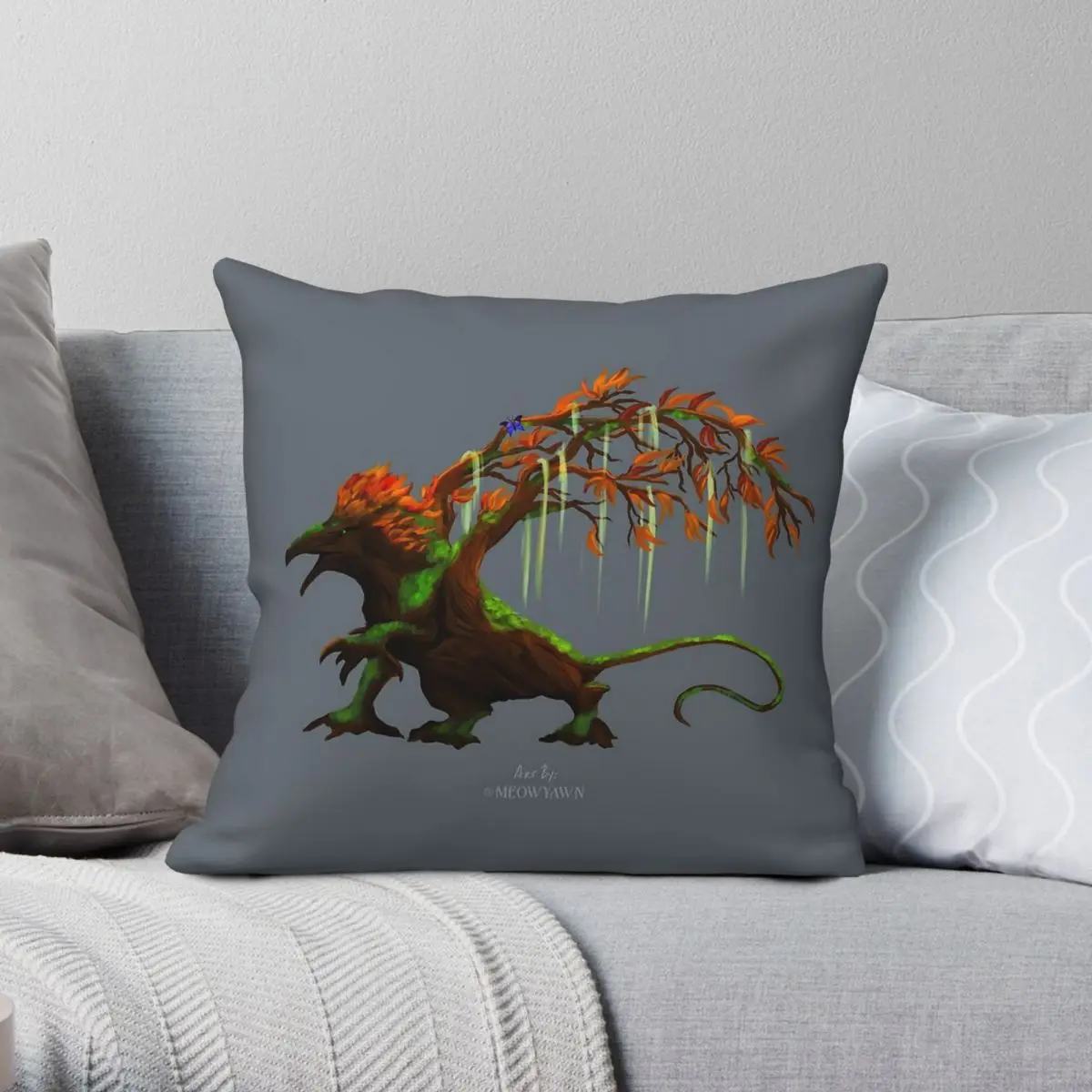 Квадратная наволочка Señor The Treant Griffin, полиэстер, лен, бархатный узор, декор на молнии, наволочка, чехол для автомобильной подушки