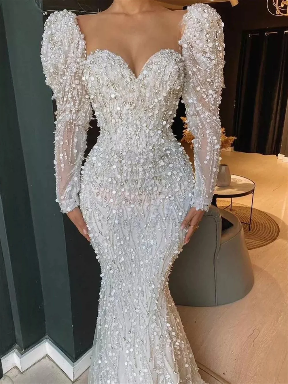 Vestido De Novia De manga larga con dobladillo extraíble, elegante, lujoso, 2024