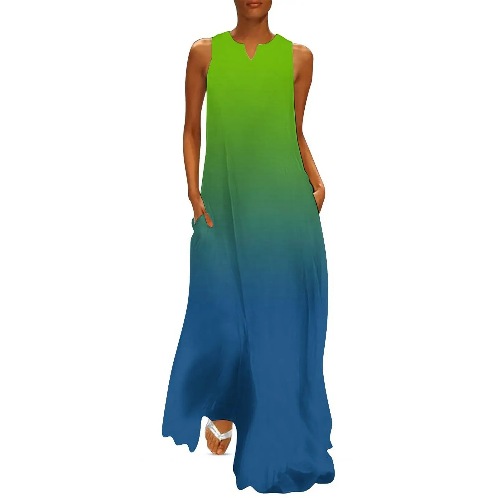 

Vivid Green to Classic Blue Ombre Long Dress Womens dresses prom dresses summer dress Dress