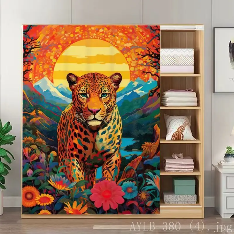 VIKAMA Exotic Leopard Noren Curtain Tropical Japanese Style Minimalist Wardrobe Closet Organizer Partition Door Divider