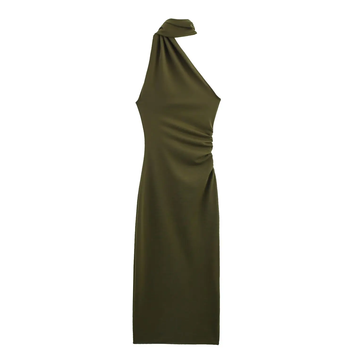 

TAOP&ZA women's spring and summer new products European and American style asymmetric pleated decorative halter neck long dress
