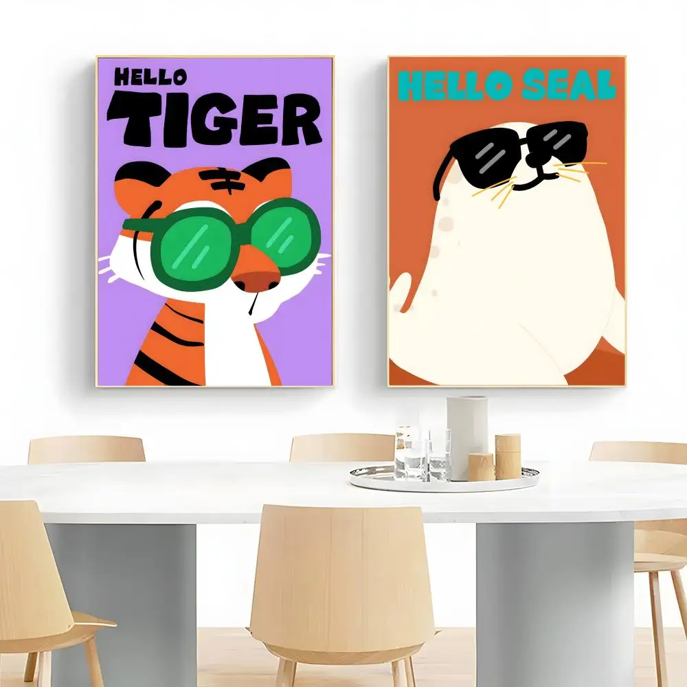 Animal Illustration Dopamine Decorative Painting Art Poster Wall Art Print Poster Decorative Mural Home Decor Gift Unframed