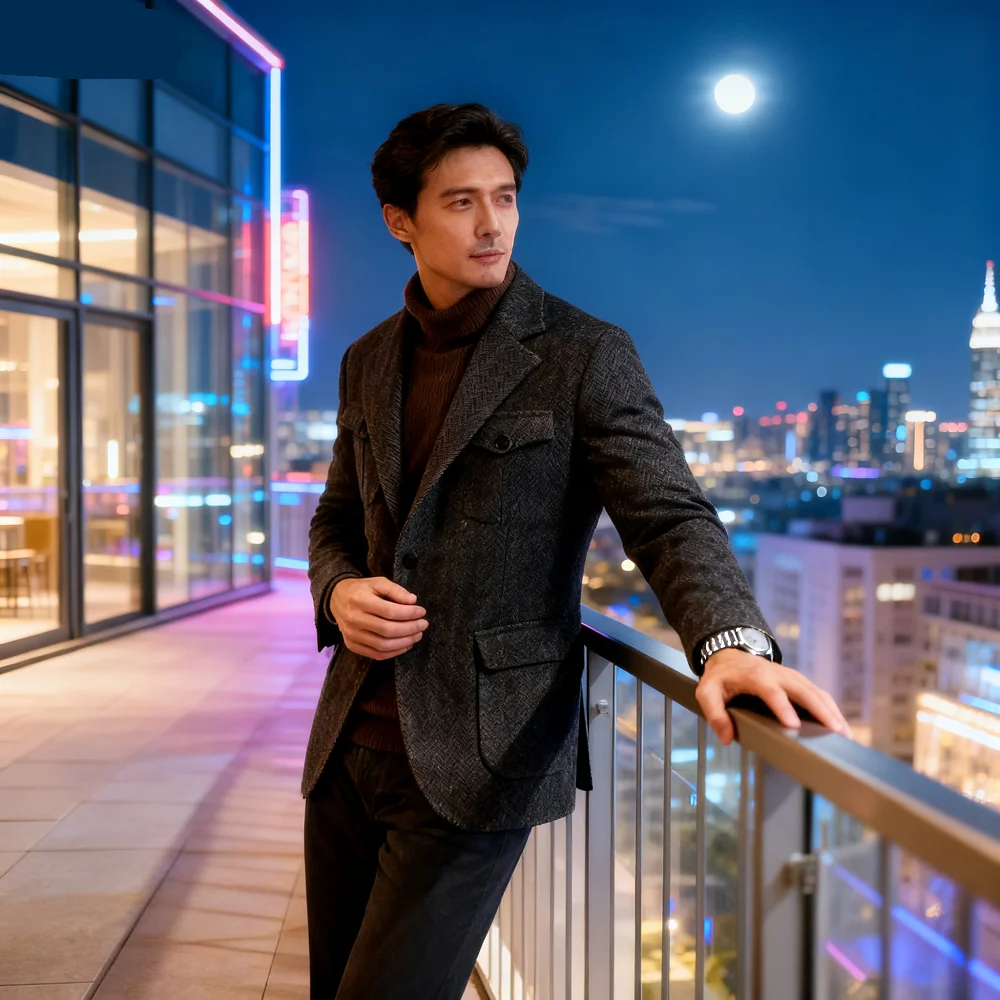 

Apenas Men's 1 Piece Blazer Fish Spine Jacket Business Elegant Warm Spring Ternario Para Homem Moda Roupas-para-homem