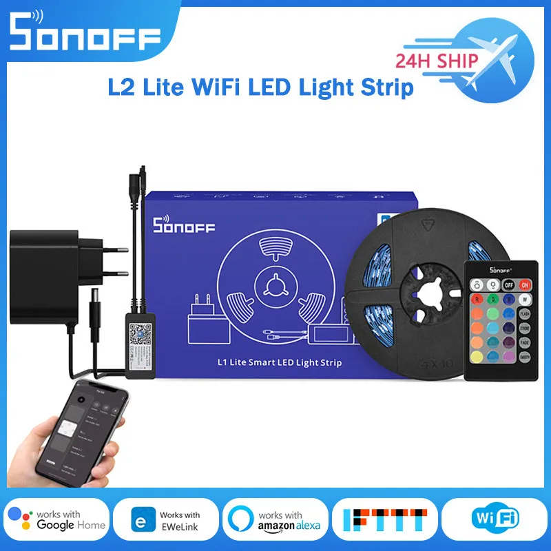 

SONOFF L2 Lite 5M EU/US Smart WiFi LED Light Strip RGB Dimmable Flexible Strip Lights Ewelink Remote Control Work With Alexa