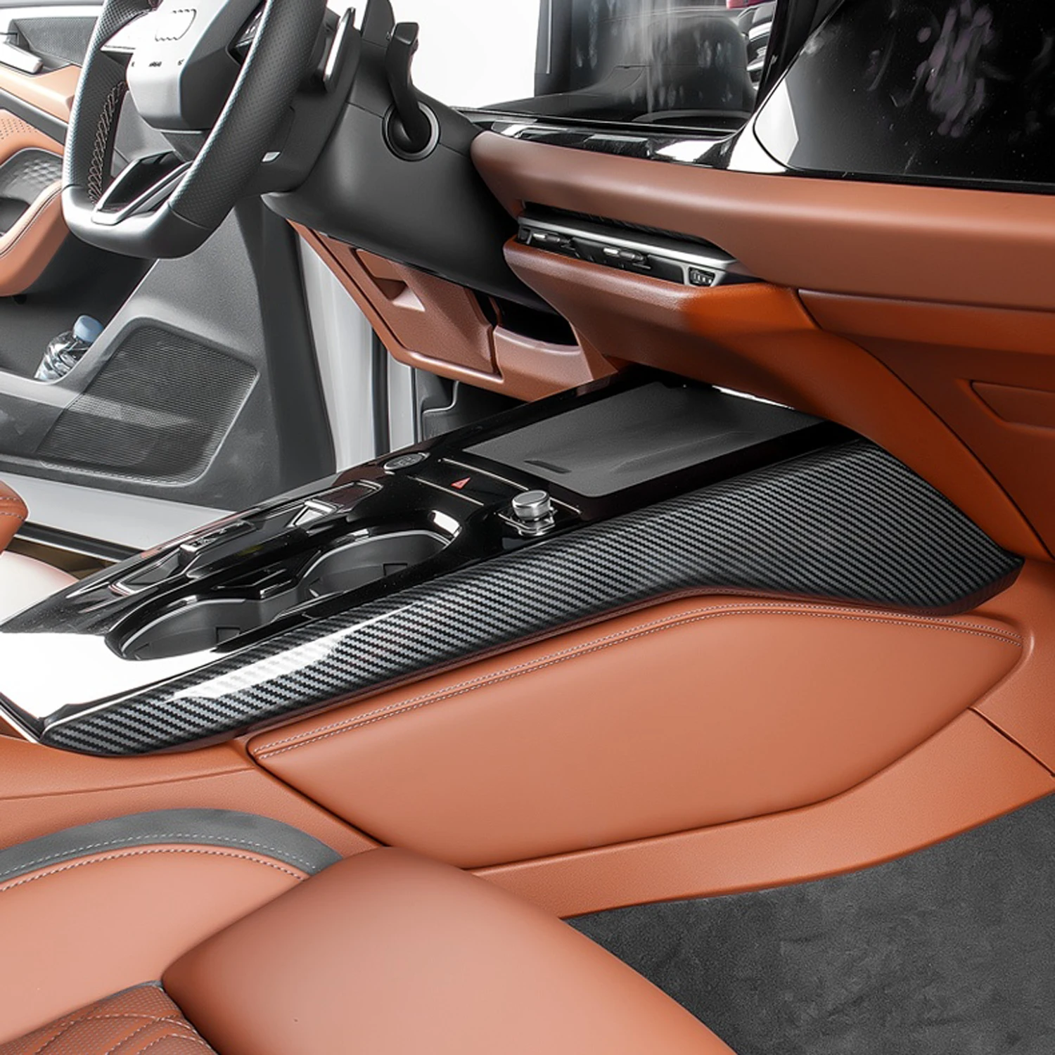 

Fits for Audi A5L / A6 2025 2026 Carbon Style Car Console Gear Shift Panel Cover Decoration Stripe Trim Interior Accessories