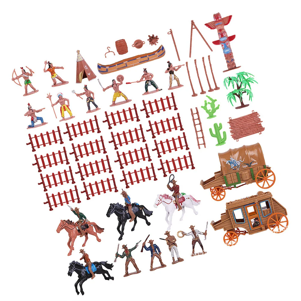 

43 Pcs Cowboy Model Ornaments Figure Adornments Wild West Miniature Kit Models Decor Figurines