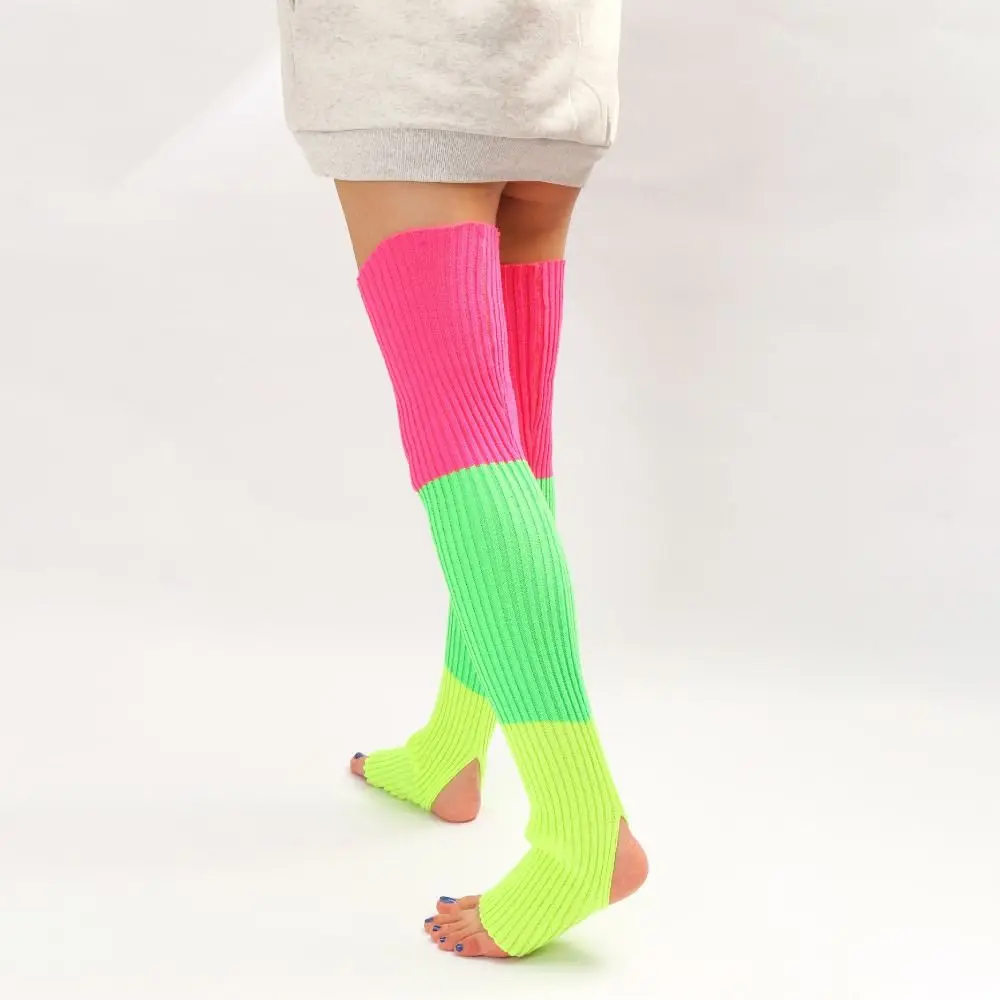 Fashion Knitted Wool Knitted Gaiter Leg Socks Extended 81cm Above Knee Ankle Leggings Elastic Colorful Women Stockings